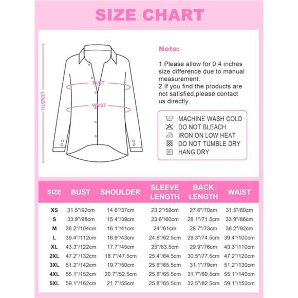 Women's Button Down Long Sleeve Dress Shirts Wrinkle Free Collared - Picture 6 of 6